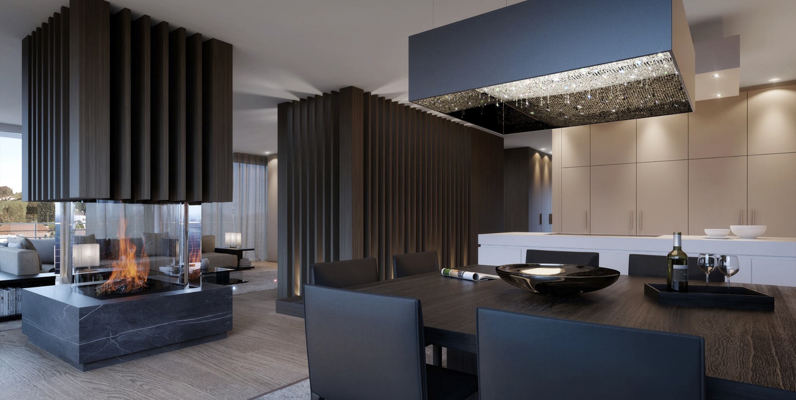 Deep Sky chandelier in a dining room