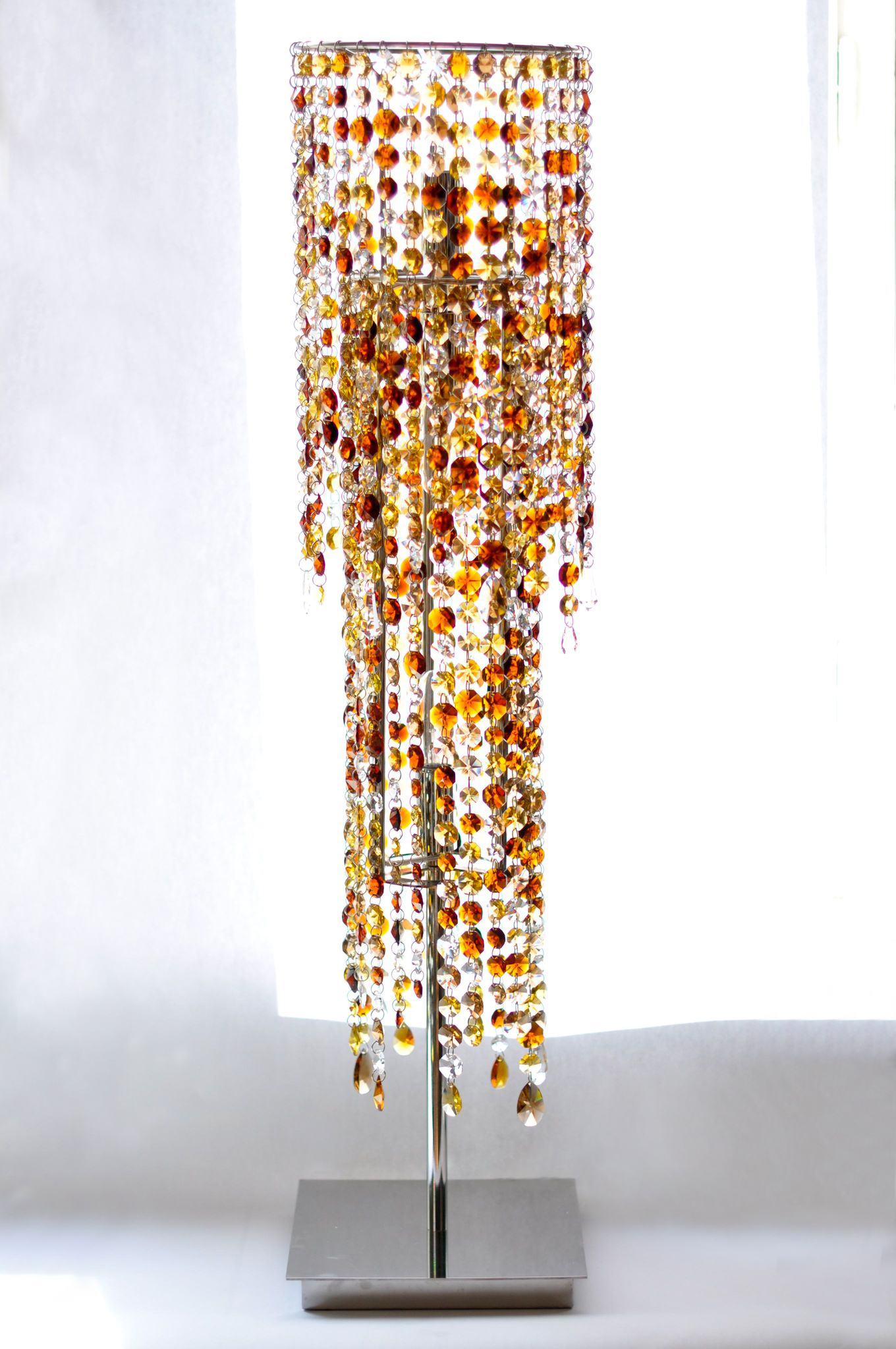 Bespoke handcrafted Fjord crystal table lamp.