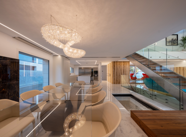 Infinity in a luxury villa in Alicante 3 Infinity crystal chandelier