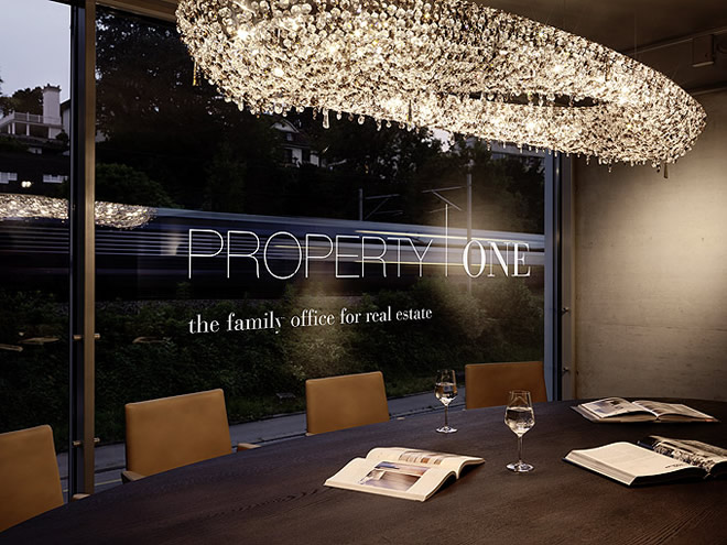 Crystal chandelier Artica in a luxury office in Zürich.