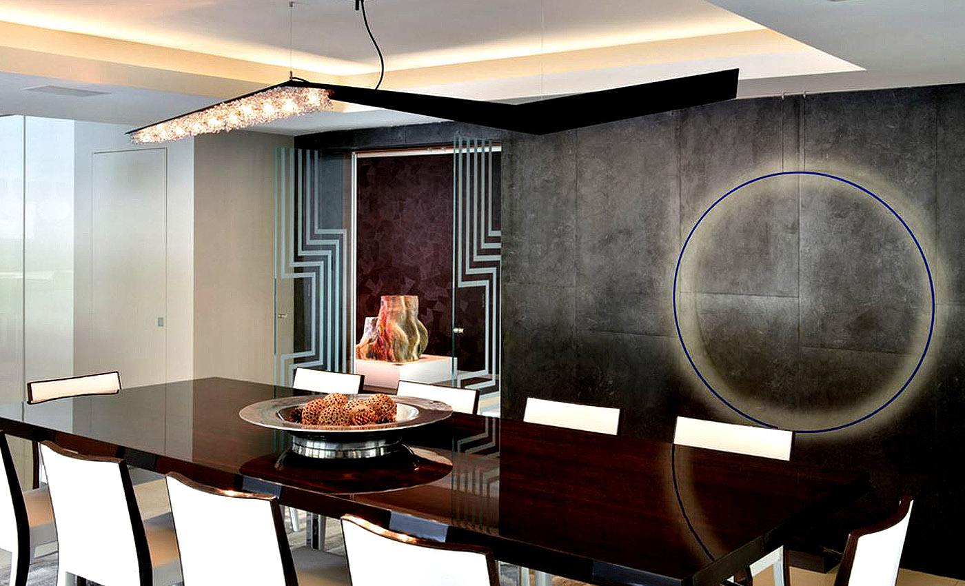 The dining room was designed by Fede Design Miami with Wissh from Manooi.